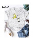 ROMWE Cartoon Print Tee dorywczo koreański ubrania z krótkim rękawem lato koszula kobiety 2019 moda stylowy Design okrągły dekol