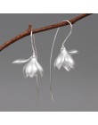 Lotus zabawy majątek 925 Sterling Silver Handmade projektant biżuterii elegancki Magnolia kwiat Dangle kolczyki dla kobiet Brinc