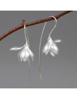 Lotus zabawy majątek 925 Sterling Silver Handmade projektant biżuterii elegancki Magnolia kwiat Dangle kolczyki dla kobiet Brinc