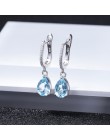 Klejnotu balet naturalne błękitny Topaz kolczyki oryginalne 925 Sterling Silver grzywny biżuteria 7x10mm spadek kolczyk dla kobi