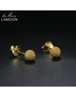 LAMOON 2018 NewFashion 5 MM w kształcie kuli 100% prawdziwe 925-Sterling-Silver stadniny kolczyki S925 Fine Jewelry dla kobiet d