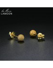 LAMOON 2018 NewFashion 5 MM w kształcie kuli 100% prawdziwe 925-Sterling-Silver stadniny kolczyki S925 Fine Jewelry dla kobiet d