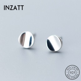 INZATT osobowość geometryczne okrągły błyszczący minimalistyczny stadniny kolczyki moda 925 Sterling Silver grzywny biżuteria dl