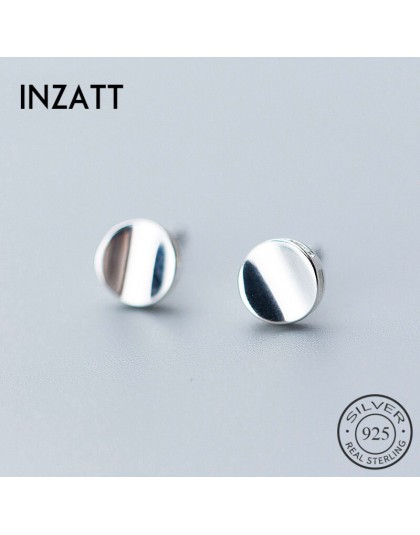 INZATT osobowość geometryczne okrągły błyszczący minimalistyczny stadniny kolczyki moda 925 Sterling Silver grzywny biżuteria dl