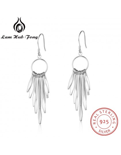 925 Sterling Silver Tassel Dangle kolczyki dla kobiet długie koło kolczyki z metalicznym kije ze srebra próby 925 biżuteria (Lam