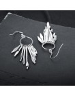 925 Sterling Silver Tassel Dangle kolczyki dla kobiet długie koło kolczyki z metalicznym kije ze srebra próby 925 biżuteria (Lam