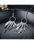 925 Sterling Silver Tassel Dangle kolczyki dla kobiet długie koło kolczyki z metalicznym kije ze srebra próby 925 biżuteria (Lam