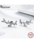 BAMOER wysokiej jakości 925 Sterling Silver proste taniec motyl stadniny kolczyki dla kobiet Party biżuteria dziewczyna prezent 