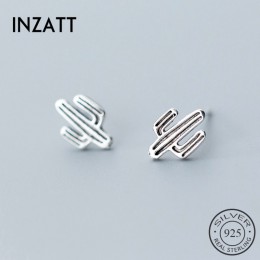 INZATT w stylu Vintage Punk kaktus kształt zapobiec alergii prawdziwe 925 Sterling Silver Unisex Trendy Fine Jewelry akcesoria d