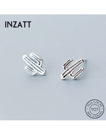 INZATT w stylu Vintage Punk kaktus kształt zapobiec alergii prawdziwe 925 Sterling Silver Unisex Trendy Fine Jewelry akcesoria d