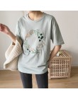 2019 lato małe świeże haft krótki rękaw T Shirt kobiety koreański Harajuku Tshirt Femme koreański ubrania