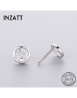 INZATT OL geometryczne okrągłe cyrkon stadniny kolczyki prawdziwe 925 Sterling Silver dla kobiet Party Fine Jewelry moda urok ak