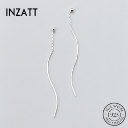 INZATT prawdziwe 925 Sterling Silver minimalistyczny geometryczne skręcone kij Tassel spadek kolczyki dla kobiet w porządku biżu