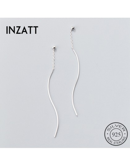 INZATT prawdziwe 925 Sterling Silver minimalistyczny geometryczne skręcone kij Tassel spadek kolczyki dla kobiet w porządku biżu