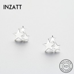 INZATT OL geometryczna gwiazda stadniny kolczyki 2018 dla kobiet prezent urodzinowy Party minimalistyczny Trendy 925 Sterling Si