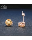 Lamoon 7mm 1.2ct okrągłe naturalne cytryn 925 Sterling Silver proste stadniny kolczyki biżuteria S925 dla kobiet LMEI027