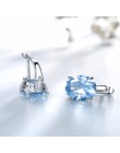 UMCHO niebieski Topaz klipsy dla kobiet stałe 925 Sterling Silver biżuteria owalny kamień szlachetny koreańskie kolczyki prezent