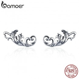 BAMOER stylu Vintage 925 Sterling Silver Retro europejski stadniny kolczyki Twisted linia kobiety srebrne kolczyki biżuteria SCE