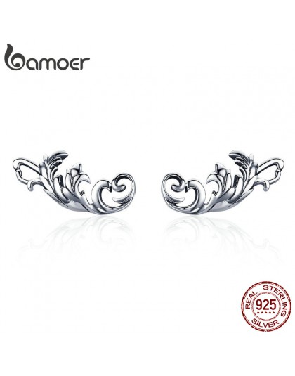 BAMOER stylu Vintage 925 Sterling Silver Retro europejski stadniny kolczyki Twisted linia kobiety srebrne kolczyki biżuteria SCE