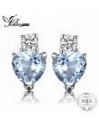 JewelryPalace serce miłość naturalny akwamaryn biały Topaz Post stadniny kolczyki dla kobiet 925 Sterling Silver biżuteria marki