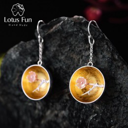 Lotus zabawy majątek 925 Sterling Silver naturalne powłoki ręcznie robiona biżuteria aromat Wintersweet Dangle kolczyki dla kobi