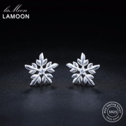 LAMOON 2017 nowy w kształcie płatka śniegu w kształcie 100% prawdziwe 925-Sterling-Silver stadniny kolczyki S925 Fine Jewelry dl