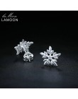 LAMOON 2017 nowy w kształcie płatka śniegu w kształcie 100% prawdziwe 925-Sterling-Silver stadniny kolczyki S925 Fine Jewelry dl