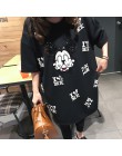 Limiguyue XL-5XL runway T shirt z krótkim rękawem na co dzień mickey cartoon drukuj kobiety T shirt femme topy oversize czarna k