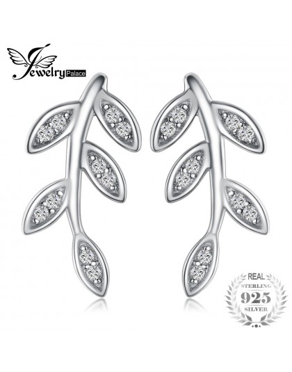 JewelryPalace Glam liść urok nieskończoność cyrkonia stadniny kolczyki 925 Sterling Silver specjalny prezent biżuterii prezent u