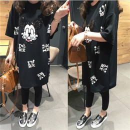 Limiguyue XL-5XL runway T shirt z krótkim rękawem na co dzień mickey cartoon drukuj kobiety T shirt femme topy oversize czarna k