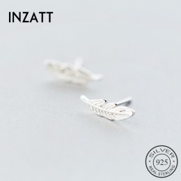 INZATT autentyczne 925 Sterling Silver eleganckie pióro stadniny kolczyki 2018 Boho Fine Jewelry dla kobiet urodziny Party akces