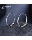 GOMAYA 925 Sterling Silver Vintage okrągły Hoop kolczyki dla kobiet prezent antyczne grzywny biżuteria Retro srebrny kolor akces