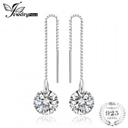 JewelryPalace 925 Sterling Silver 6.4ct AAA cyrkonia 8*8mm okrągły długie kolczyki dla kobiet srebrny 925 biżuteria kolczyki 201