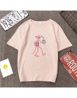 Cute Cartoon drukuj kobiety koszulka wiosna lato nowy krótki rękaw O szyi bawełna elastan T shirt Femme luźne kobiet topy