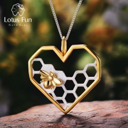 Lotus zabawy majątek 925 Sterling Silver ręcznie robiona biżuteria o strukturze plastra miodu do domu strażnik miłość wisiorek w