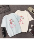 Cute Cartoon drukuj kobiety koszulka wiosna lato nowy krótki rękaw O szyi bawełna elastan T shirt Femme luźne kobiet topy