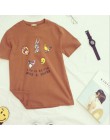 Cute Cartoon T-shirt z nadrukiem kobiety wiosna lato w nowym stylu z krótkim rękawem O szyi bawełna kobiet topy trójniki luźne k