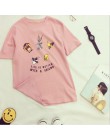 Cute Cartoon T-shirt z nadrukiem kobiety wiosna lato w nowym stylu z krótkim rękawem O szyi bawełna kobiet topy trójniki luźne k