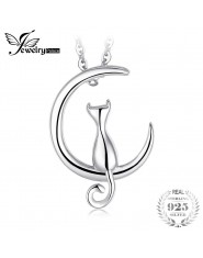 JewelryPalace 925 Sterling Silver Cat Crescent wisiorek z księżycem akcesoria kobiety księżyc spojrzeć na dekoracje nie zawiera 