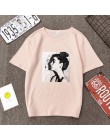 Nowy koreański druku ulzzang z krótkim rękawem kobiet T-shirt kobiet luźne najniższy T-shirt plus size Femme dziewczyny WNVTX12