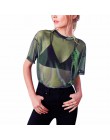 Aphrodite Home dla kobiet Sexy perspektywa Mesh Hollow Out koronka z krótkim rękawem O-Neck Casual przezroczyste Crop Tops