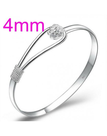 OMHXZJ hurtownia biżuterii geometrycznej romantyczny kwiat wiśni kobieta moda kpop gwiazda bransoletki 925 Sterling Silver regul