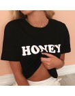 Miód czerwone litery druku bawełna Casual Funny T Shirt dla pani Top Tee Hipster Tumblr Tee Shirt kobiety lato moda graficzny To