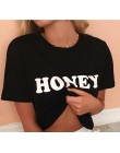 Miód czerwone litery druku bawełna Casual Funny T Shirt dla pani Top Tee Hipster Tumblr Tee Shirt kobiety lato moda graficzny To