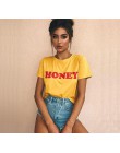 Miód czerwone litery druku bawełna Casual Funny T Shirt dla pani Top Tee Hipster Tumblr Tee Shirt kobiety lato moda graficzny To