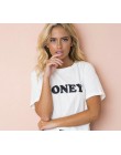 Miód czerwone litery druku bawełna Casual Funny T Shirt dla pani Top Tee Hipster Tumblr Tee Shirt kobiety lato moda graficzny To