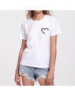 Śmieszne serce drukuj letnia koszulka kobiety czarny biały T-shirt z krótkim rękawem Femme Harajuku Streetwear