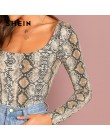 SHEIN Multicolor wyjściowe Highstreet elegancki wzór węża kwadratowy dekolt swetry Tee jesień kobiet obuwie na co dzień dla kobi