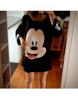 Kobiet czarny T koszula mesh patchwork długi t shirt mickey cartoon drukuj letnie koszulki z krótkim rękawem topy runway femme t