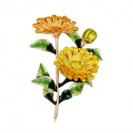 Romantyczna roślina Daisy broszka kwiat bukiet liści Pin do dekoracji broszka emalia Pin konferencyjne strona biżuteria prezent 